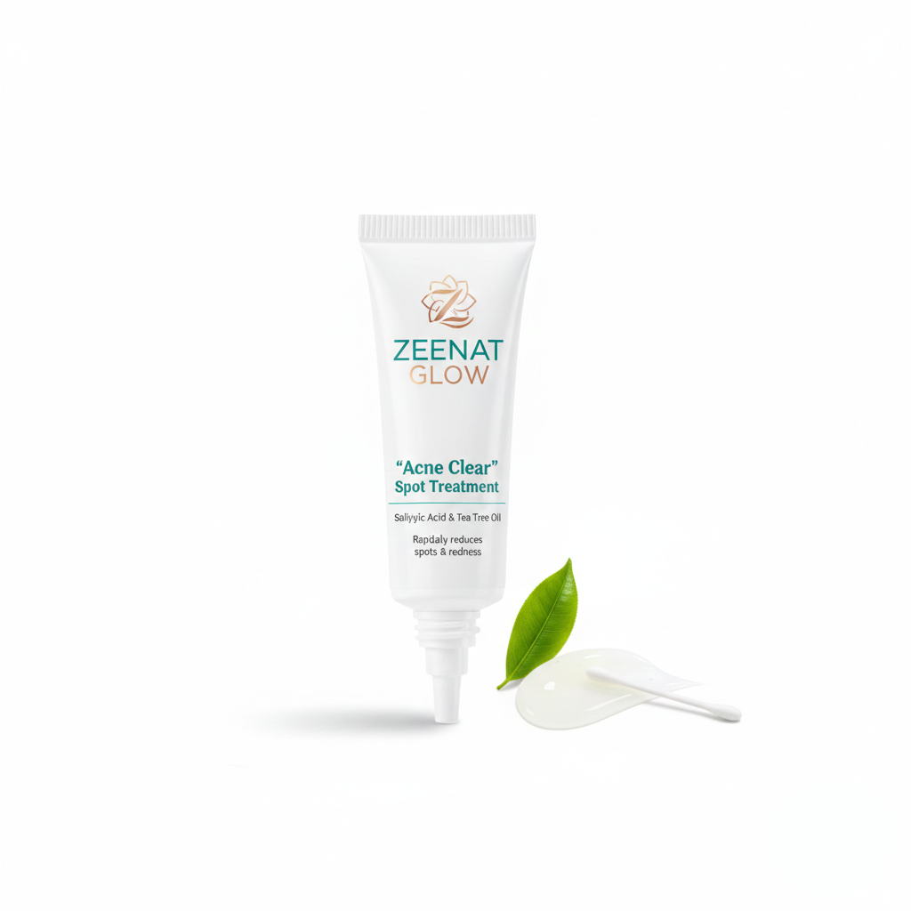 Zeenat Glow Salicylic Acid Acne Clear Spot Treatment. Fast-acting gel for pimple reduction and blemishes.