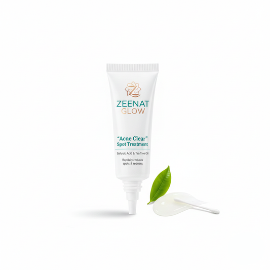 Zeenat Glow Salicylic Acid Acne Clear Spot Treatment. Fast-acting gel for pimple reduction and blemishes.